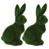 Veemoon Easter Rabbit Statue, Easter Furry Flocked Bunny Standing Rabbit Artificial Turf Grass Bunny Flocked Animal Figurines Ornament for Party Garden Yard Decoration view 1