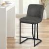 Sophia & William Counter Height 24" Bar Stool, Kitchen Counter Stool with Back,Upholstered Middle Back Dining Chair, Modern PU Leather Barstool for Pub Cafe,Dark Grey,1 Pack view 1