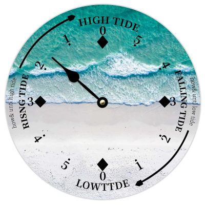 Alioyoit Wooden Tide Clock Green Water East Coast Ocean Time Clock Wood Tidal Clock High and Low Tide Wall Hanging Art Tide Movement Clock for Beach House Cottage Novelty Gift for Dad