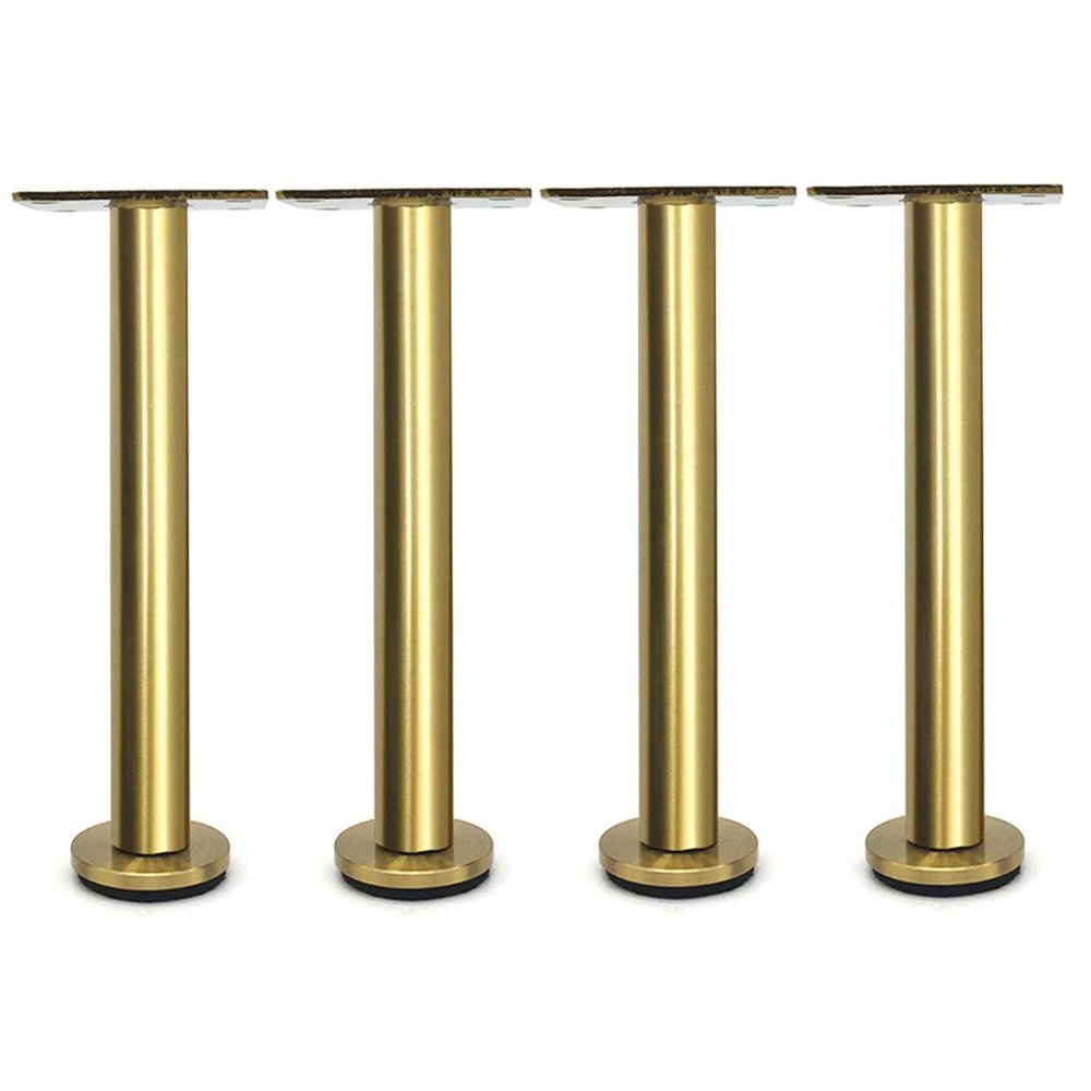 GAXQFEI Table Leg,Bed Legniture Support Leg,Hardware Feet,for Living Room,Dining Room,Bedroom,Adjustable Leg,Set of 4/Gold/16Cm/6In
