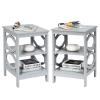 KOTEK 3-Tier Nightstand Set of 2, Wooden Sofa Side Table with Storage Shelves, Stable Structure, Accent Table Bedside Table End Table for Bedroom, Living Room, Easy Assembly (Grey) view 1