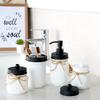 Amolliar Mason Jar Bathroom Accessories Set (4 Pack)White Retro Lotion Soap Dispenser & 2 Apothecary Jars & Toothbrush Holder- Rustic Farmhouse Restroom, Bathroom Decor Countertop Organizer (Black) view 2