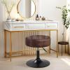 Furnimart Faux Leather Round Ottoman Stool, Modern Upholstered Padded Pouffe Makeup Accent Stool for Bedroom Living Room Entryway view 2