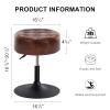 Furnimart Faux Leather Round Ottoman Stool, Modern Upholstered Padded Pouffe Makeup Accent Stool for Bedroom Living Room Entryway view 3
