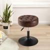Furnimart Faux Leather Round Ottoman Stool, Modern Upholstered Padded Pouffe Makeup Accent Stool for Bedroom Living Room Entryway view 4