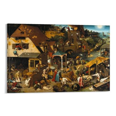 25 Masterpieces by Pieter Bruegel The Elder - Netherlandish Proverbs Canvas Art Poster and Wall Art Picture Print Modern Family Bedroom Decor Posters 28x42inch(70x105cm)