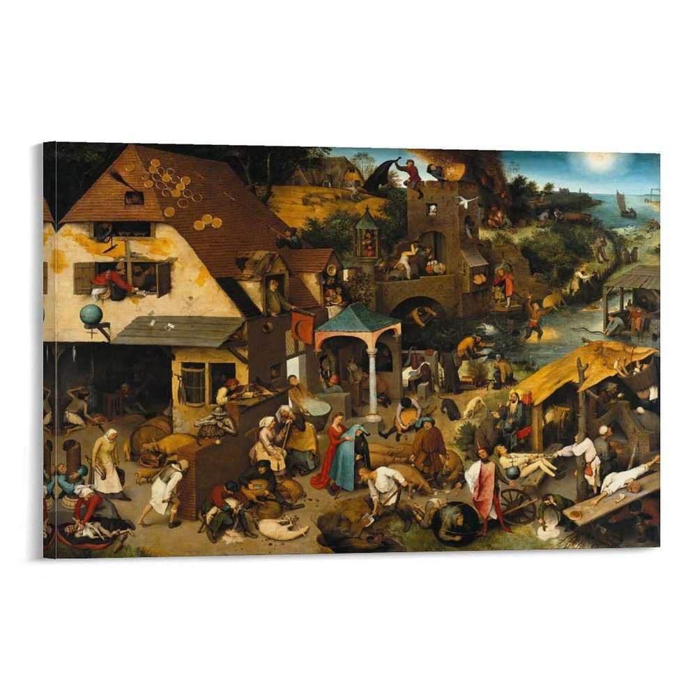 25 Masterpieces by Pieter Bruegel The Elder - Netherlandish Proverbs Canvas Art Poster and Wall Art Picture Print Modern Family Bedroom Decor Posters 28x42inch(70x105cm)