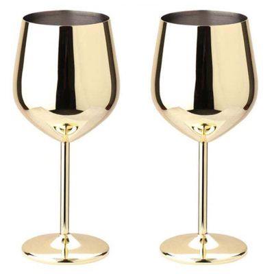 2 Pcs Stainless Steel Champagne Flutes, Red Wine Glass, Cocktail Shatterproof Glasses, Suitable for Any Event, 500ml (Style 3)