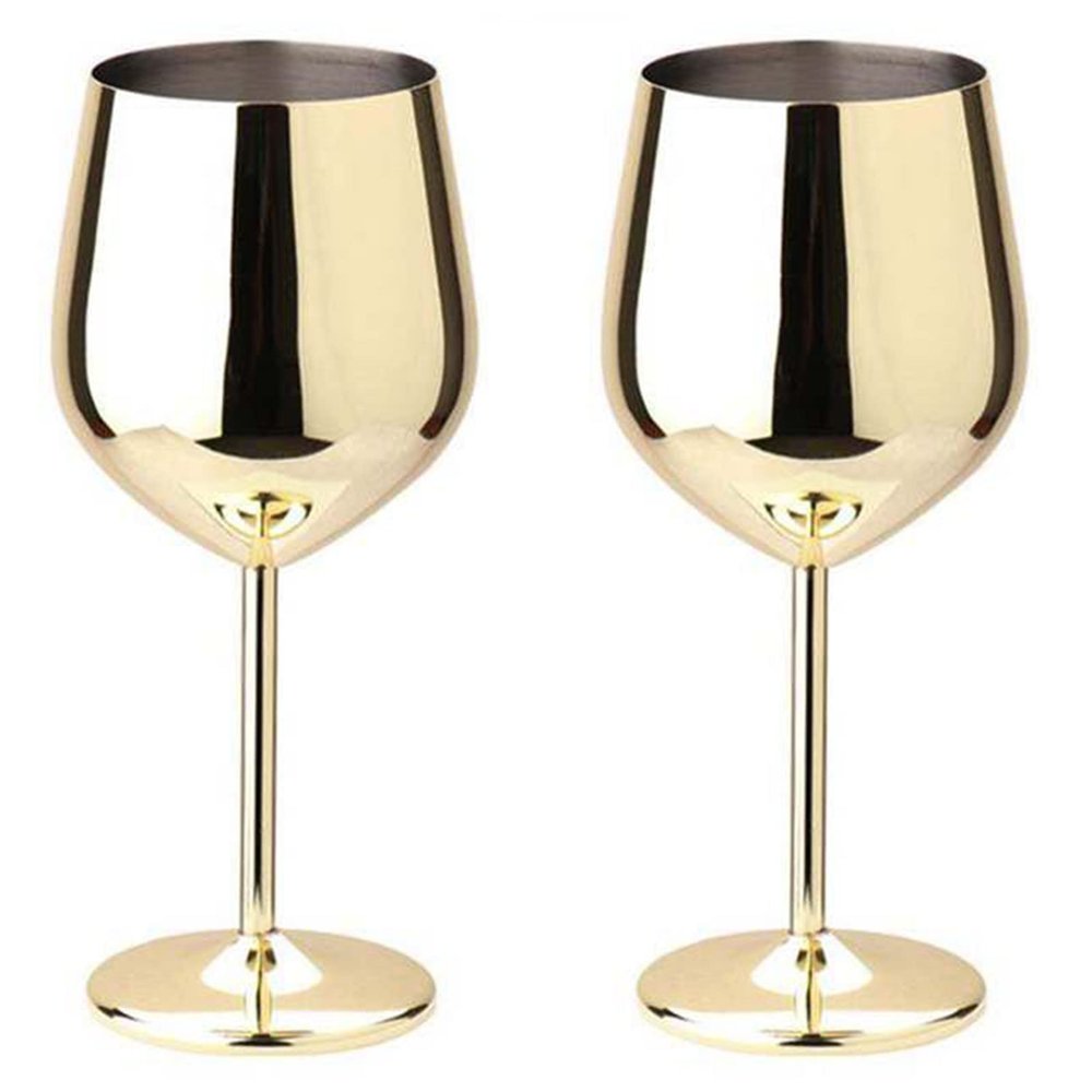 2 Pcs Stainless Steel Champagne Flutes, Red Wine Glass, Cocktail Shatterproof Glasses, Suitable for Any Event, 500ml (Style 3)