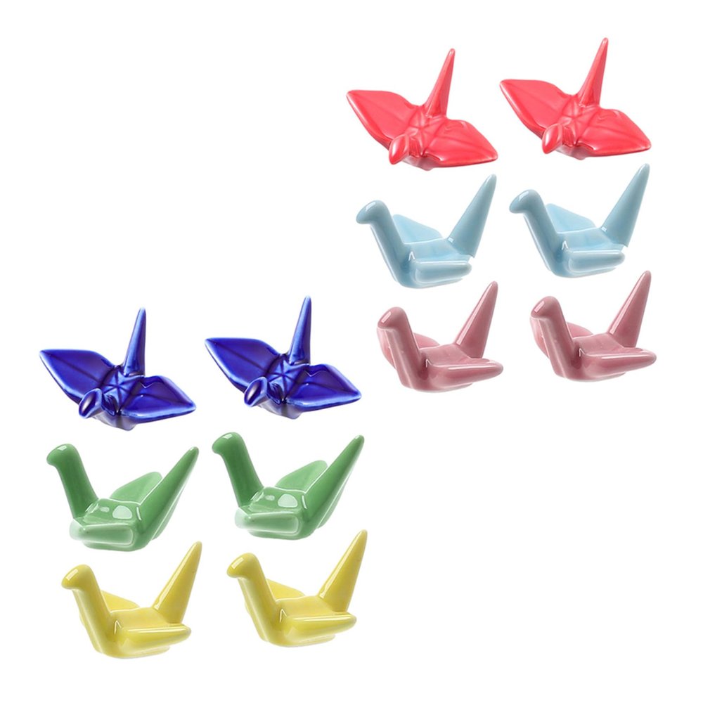 12pcs Chopstick Rest Fork Rack Utensil Holder Chinese Chopsticks Spoon Pillow Support Porcelain Crane Rest Pen Animal Dining Spoon Japanese Ceramics