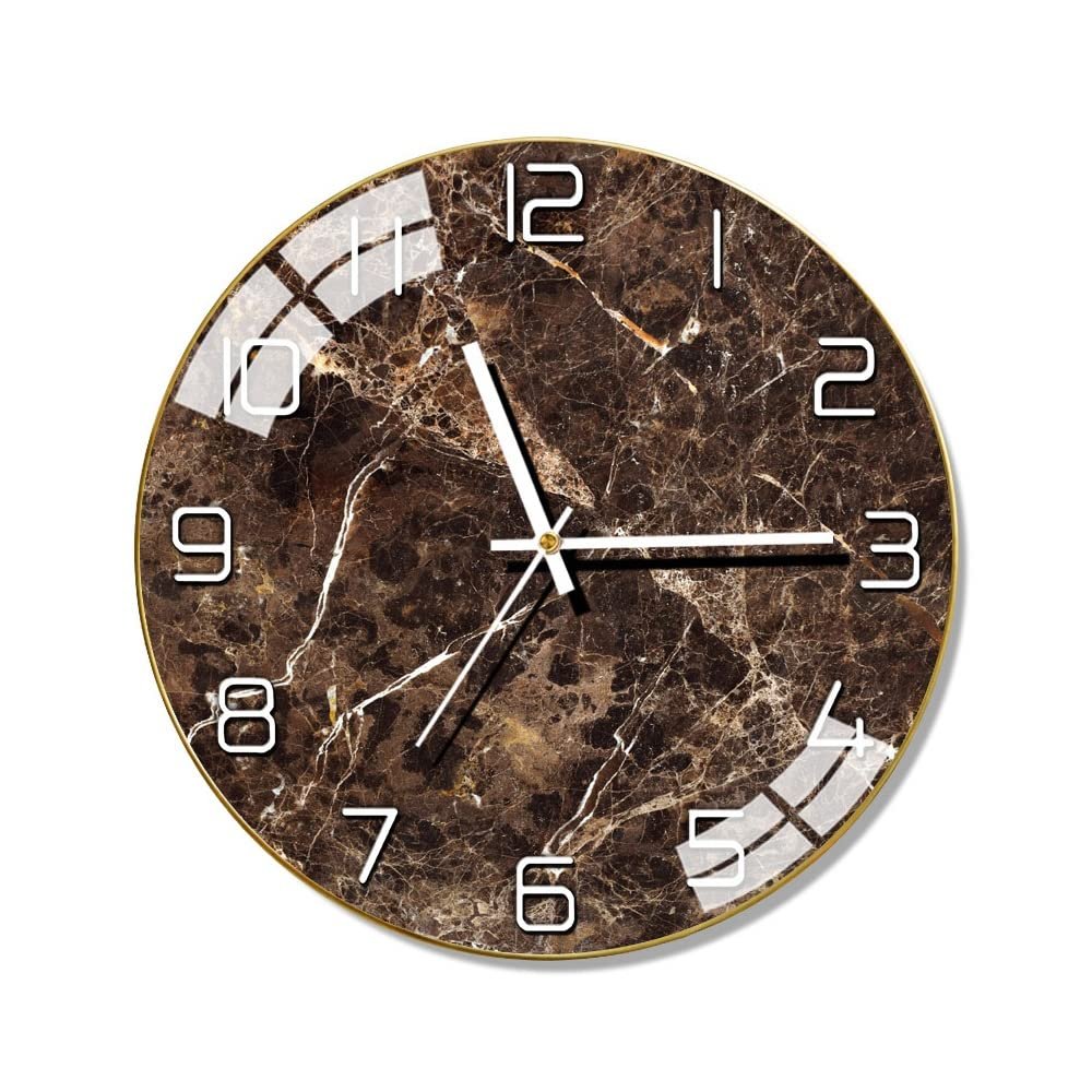 BcofoA Marble Nordic Modern Silent Wall Clock Living Room Table Home Clock Creative Fashion Simple Atmosphere Light Luxury Wall Clock 14 inches (Color : E)