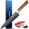 aisyoko Damascus chef knife 8-inch sharp kitchen knife Japan VG-10 stainless steel ergonomic color wooden handle luxury gift box - with scabbard view 1
