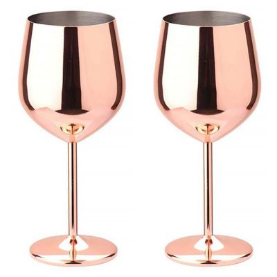 2 Pcs Stainless Steel Champagne Flutes, Red Wine Glass, Cocktail Shatterproof Glasses, Suitable for Any Event, 500ml (Style 2)