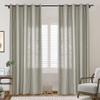 Frelement 2 Panels Room Darkening Bronze Grommet Curtains Flax Window Treatments Panels Linen Curtains Drapery Panel for Living Room, Privacy Protection Curtains, 70" W x 63" L, Sand White view 2