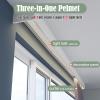 ZSHINE Three-in-One Curtain Single Track Rod and Valance and Light Belt Optional Ceiling Mounted for Living Room Bedroom Room Divider Pure Grey view 2
