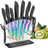 Aiheal Knife Set, 16 Pieces High Carbon Stainless Steel Rainbow Color Kitchen Knife Set, Titanium Coating Blade, No Rust and Super Sharp Cutlerywith Acrylic Stand and Kitchen Scissors, Gift view 1