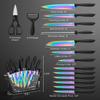 Aiheal Knife Set, 16 Pieces High Carbon Stainless Steel Rainbow Color Kitchen Knife Set, Titanium Coating Blade, No Rust and Super Sharp Cutlerywith Acrylic Stand and Kitchen Scissors, Gift view 2