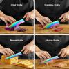 Aiheal Knife Set, 16 Pieces High Carbon Stainless Steel Rainbow Color Kitchen Knife Set, Titanium Coating Blade, No Rust and Super Sharp Cutlerywith Acrylic Stand and Kitchen Scissors, Gift view 3