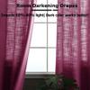 Frelement 2 Panels Room Darkening Bronze Grommet Curtains Flax Window Treatments Panels Linen Curtains Drapery Panel for Living Room, Privacy Protection Curtains, 70" W x 63" L, Burgundy Red view 3