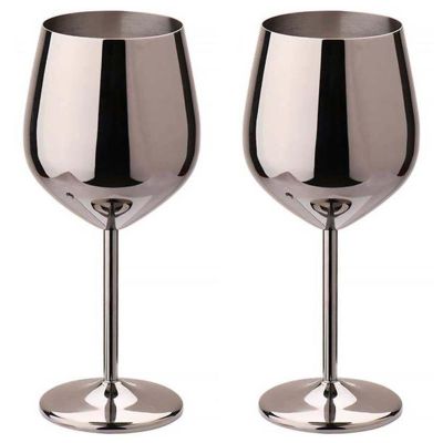 2 Pcs Stainless Steel Champagne Flutes, Red Wine Glass, Cocktail Shatterproof Glasses, Suitable for Any Event, 500ml (Style 4)
