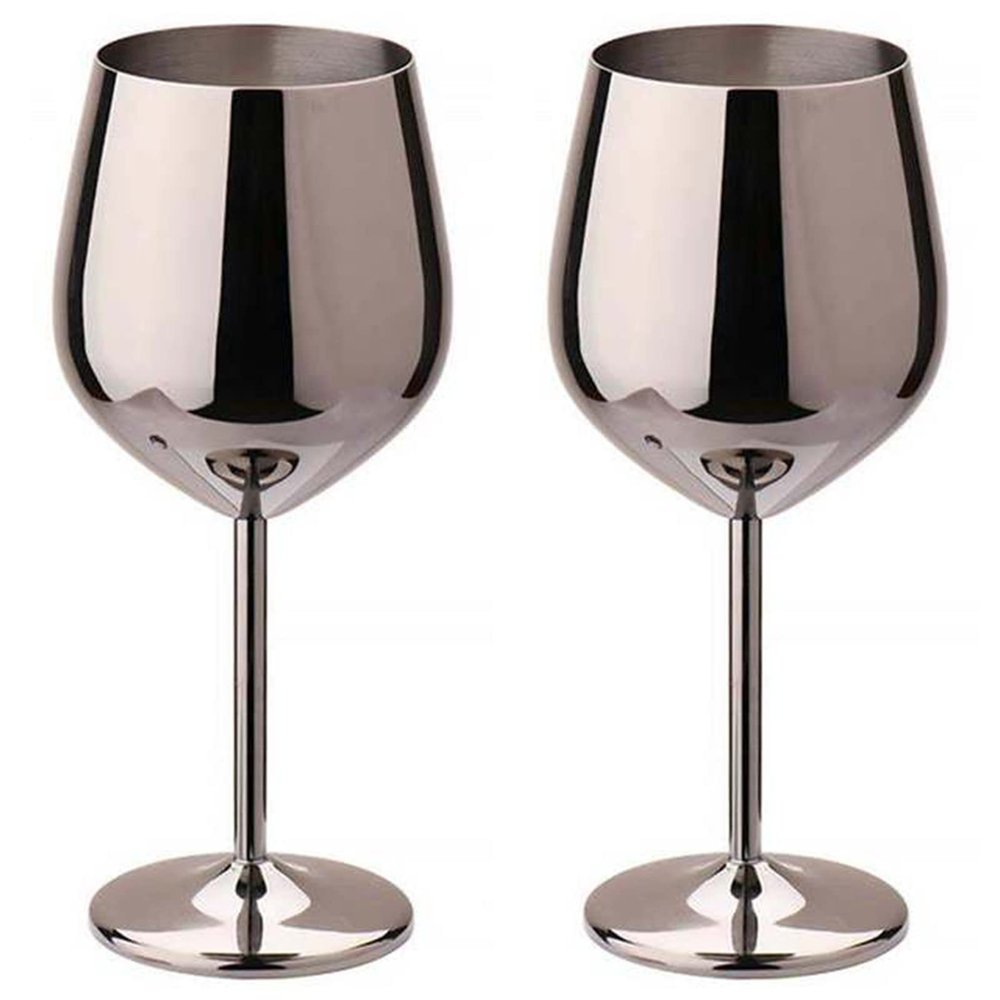 2 Pcs Stainless Steel Champagne Flutes, Red Wine Glass, Cocktail Shatterproof Glasses, Suitable for Any Event, 500ml (Style 4)