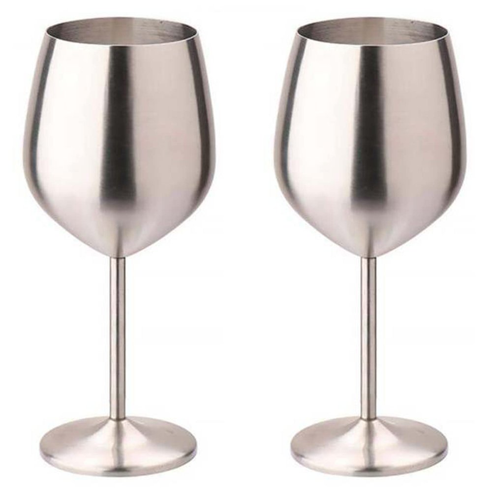 2 Pcs Stainless Steel Champagne Flutes, Red Wine Glass, Cocktail Shatterproof Glasses, Suitable for Any Event, 500ml (Style 5)