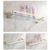 YHPD Wall Mounted Floating Shelves, Rectangular Glass Bathroom Shelf, 8MM-Thick Metal Bracket Shelf Supports, for Bathroom Kitchen (Color : Gold) view 3