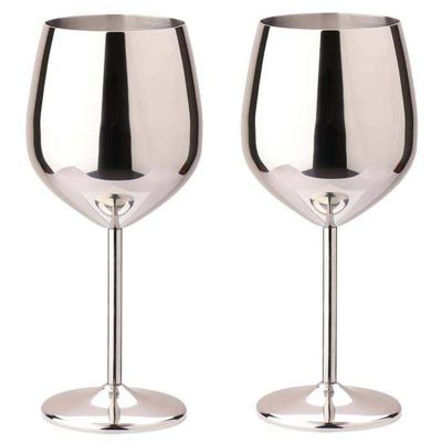2 Pcs Stainless Steel Champagne Flutes, Red Wine Glass, Cocktail Shatterproof Glasses, Suitable for Any Event, 500ml (Style 1)