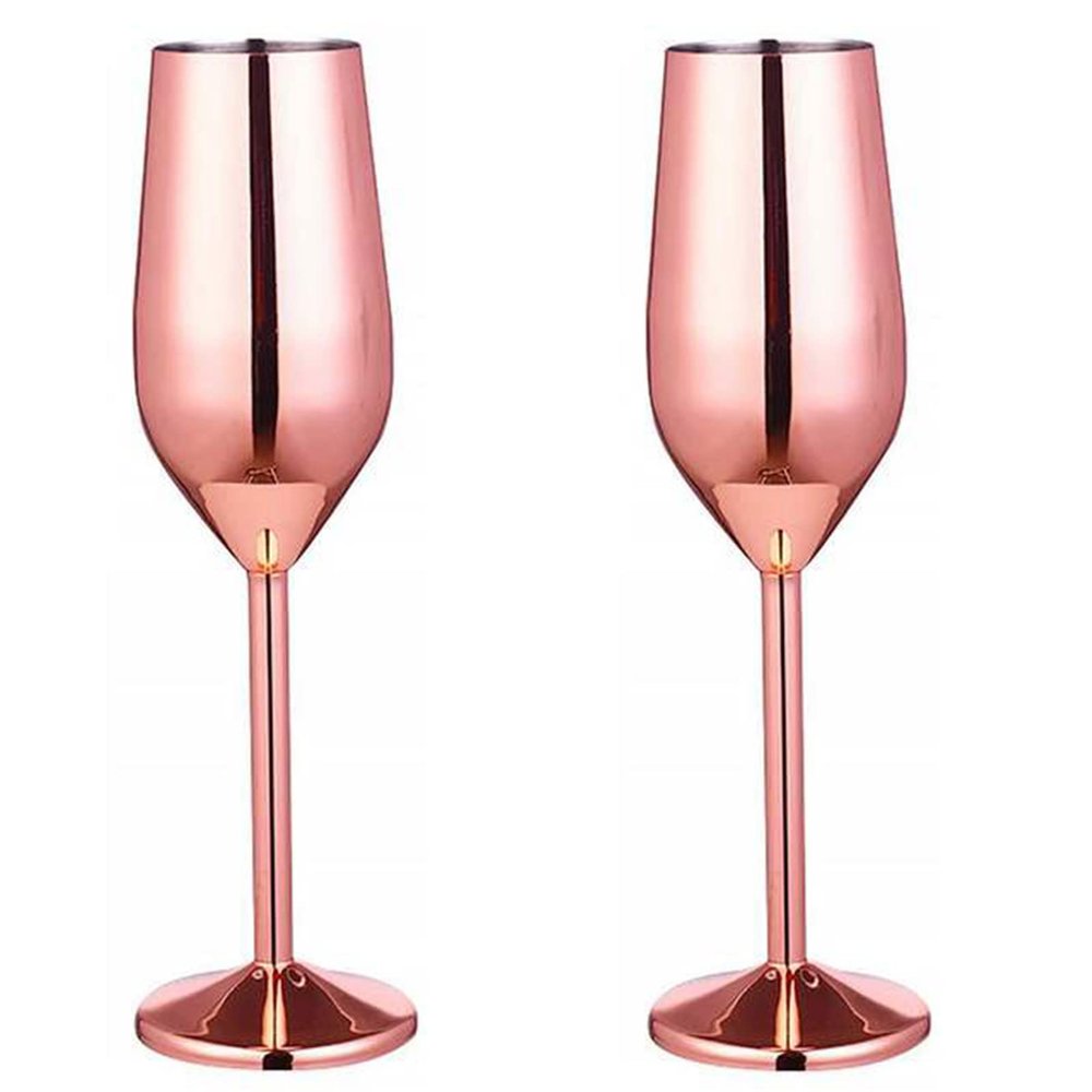 2 Pcs Stainless Steel Champagne Flutes, Red Wine Glass, Cocktail Shatterproof Glasses, Suitable for Any Event, 220ml (Red)
