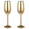 2 Pcs Stainless Steel Champagne Flutes, Red Wine Glass, Cocktail Shatterproof Glasses, Suitable for Any Event, 220ml (Gold) view 1