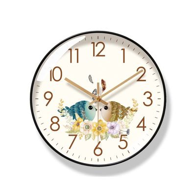 BcofoA Wall Clock Living Room Clock Simple Nordic Fashion Home Clock 14 inches (Color : Bird Black Frame)