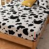 CFYCYHDZHT Stain Resistant Deep Pocket Bed Sheet,Thick Warm Flannel Mattress Protection Cover, Children's Room Cartoon Printing Animation Bed Sheets for Single Double Beds,Cows,120200cm+25cm view 3
