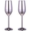 2 Pcs Stainless Steel Champagne Flutes, Red Wine Glass, Cocktail Shatterproof Glasses, Suitable for Any Event, 220ml (Silver) view 1