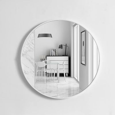 Mirrors Bathroom Round Wall Wall-Mounted Circle Bathroom Makeup Vanity Entryway Decor Metal Frame (Color : White, Size : 4040cm)