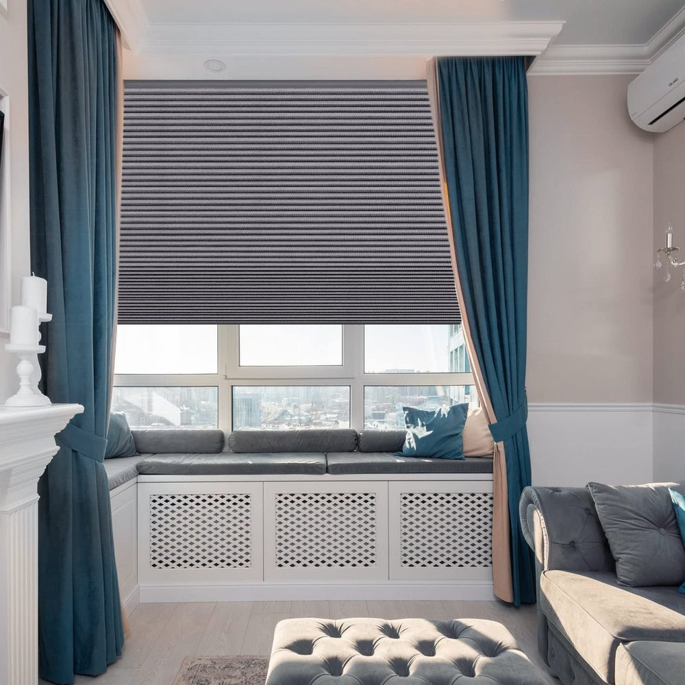 MOOD Blackout Cellular Shades | Luxury Meets Function | Cordless, Extra Large 1.5 Inch Cells, Insulation, Acoustic Comfort | Honeycomb Blinds for Windows | Storm | 72" Width x 72" Height