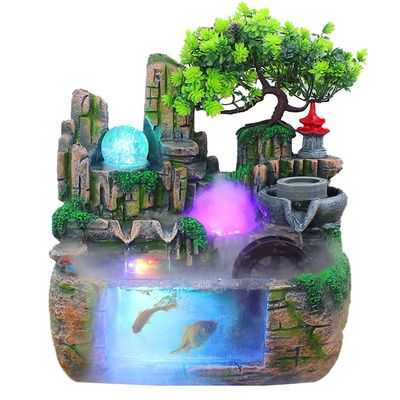 Desktop Fountain Waterfall,Water Fountains Indoor Desktop Simulation Rockery Water Fountain Bonsa Desktop Water Fountain w/Atomizer Indoor Relaxation Tabletop Fountain for Desktop Gift
