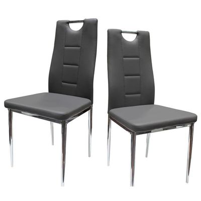 BOWERY HILL Faux Leather Upholstered Side Chair - Gray (Set of 2)