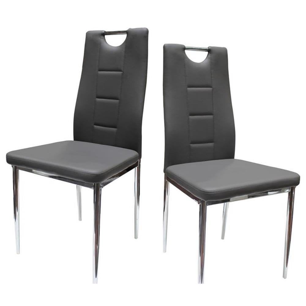 BOWERY HILL Faux Leather Upholstered Side Chair - Gray (Set of 2)