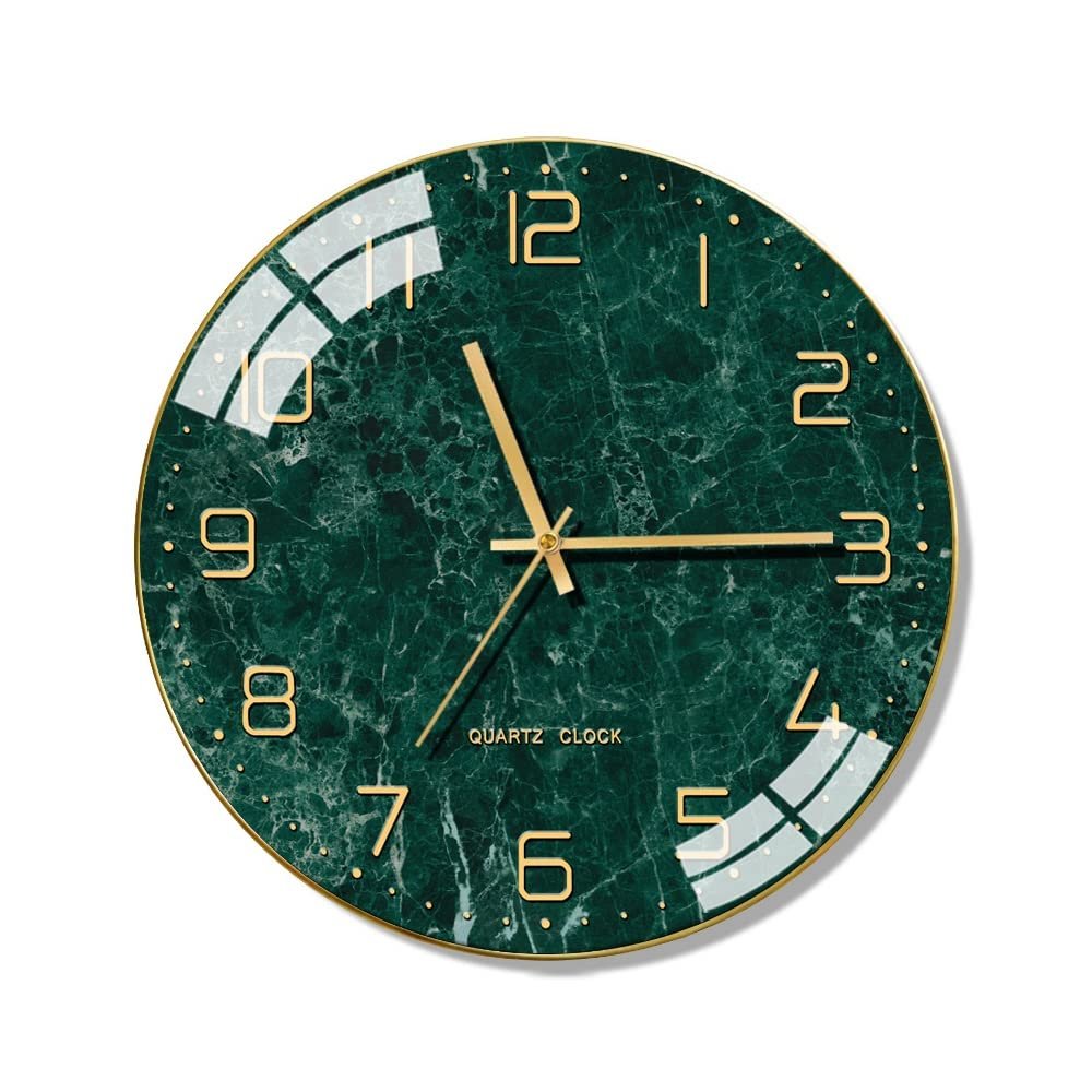 BcofoA Marble Nordic Modern Silent Wall Clock Living Room Table Home Clock Creative Fashion Simple Atmosphere Light Luxury Wall Clock 14 inches (Color : A)
