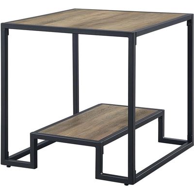 Acme Idella Wooden End Table in Rustic Oak and Black Finish