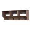 Pemberly Row Contemporary Hanging Entryway Shelf, 48 in Wide, Drifted Gray Laminate Finish, 3 Cubbies with 4 Hooks, Wall-Mounted Storage for Mudroom, Home Office, or Hallway Organization view 1