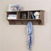 Pemberly Row Contemporary Hanging Entryway Shelf, 48 in Wide, Drifted Gray Laminate Finish, 3 Cubbies with 4 Hooks, Wall-Mounted Storage for Mudroom, Home Office, or Hallway Organization view 2