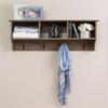 Pemberly Row Contemporary Hanging Entryway Shelf, 48 in Wide, Drifted Gray Laminate Finish, 3 Cubbies with 4 Hooks, Wall-Mounted Storage for Mudroom, Home Office, or Hallway Organization view 3