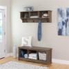Pemberly Row Contemporary Hanging Entryway Shelf, 48 in Wide, Drifted Gray Laminate Finish, 3 Cubbies with 4 Hooks, Wall-Mounted Storage for Mudroom, Home Office, or Hallway Organization view 4