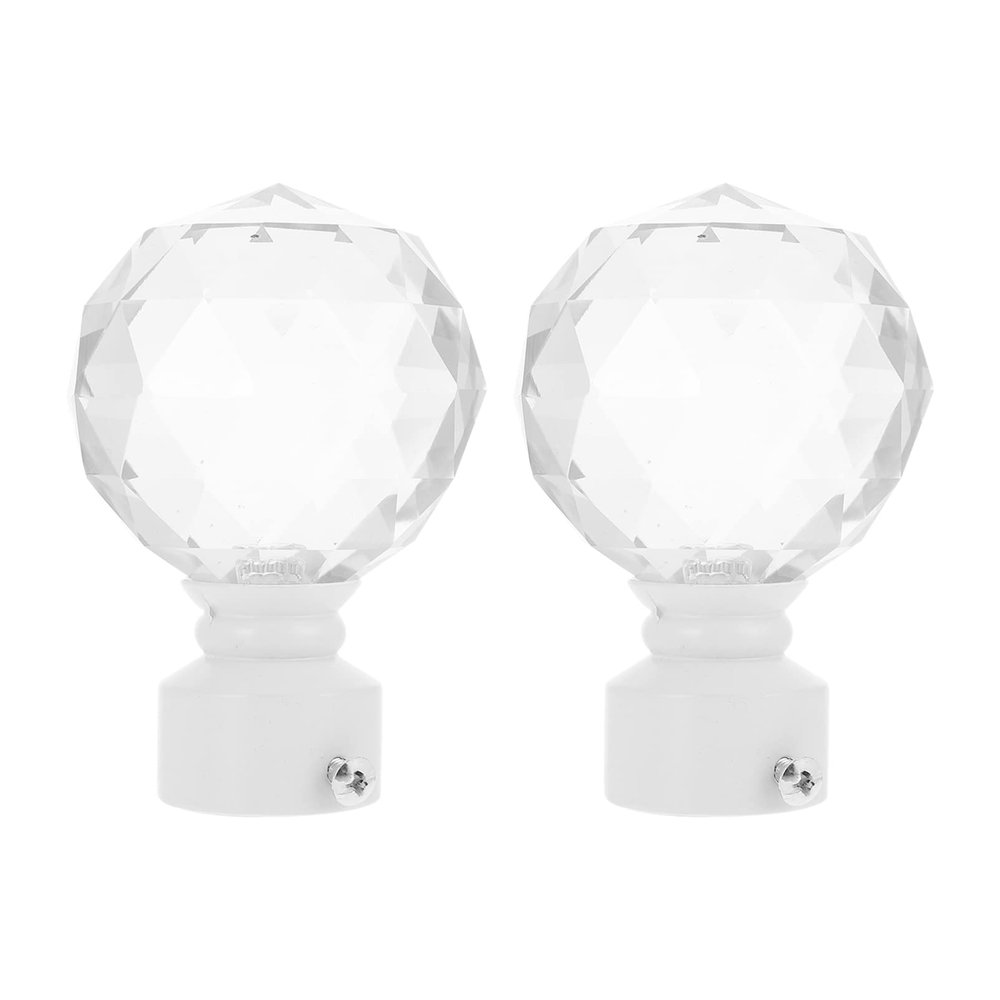 Wakauto 2pcs Decorative Curtain Rod Ends Iron Art Crystal Finials Elegant Shower Rod Caps for Stylish Home Wear-Resistant Design for Living Room and Bathroom