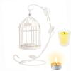 Hanging Birdcage Lantern, Birdcage Candle Holder Metal Tealight Holder Decorative Bird Cages for Weddings Hanging Candle Holder Lantern Centerpieces for Wedding Christmas Table Decoration(White) view 1