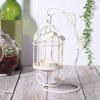 Hanging Birdcage Lantern, Birdcage Candle Holder Metal Tealight Holder Decorative Bird Cages for Weddings Hanging Candle Holder Lantern Centerpieces for Wedding Christmas Table Decoration(White) view 3
