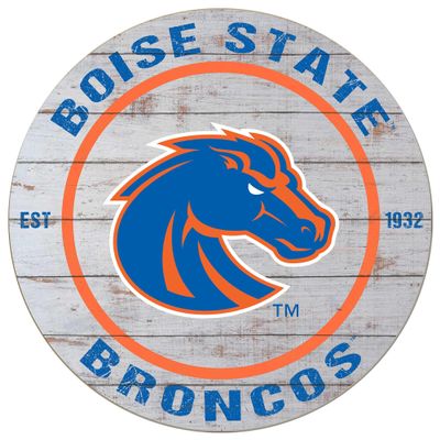 KH Sports Fan Boise State Broncos Weathered Circle Sign, 20x20 Inches, Broncos Decor for Dorm Room, Bedroom, Fan Cave, Living Room; Display Your Team Spirit with This Unique Boise State Broncos Wall Art
