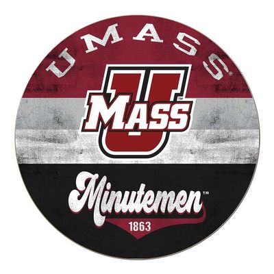 KH Sports Fan UMASS Minutemen Multi-Color Retro Circle Sign, 20x20 Inches, Minutemen Decor for Dorm Room, Bedroom, Fan Cave, Living Room; Display Your Team Spirit with This Unique UMASS Amherst Minutemen Wall Art
