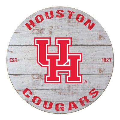 KH Sports Fan Houston Cougars Weathered Circle Sign, 20x20 Inches, Cougars Decor for Dorm Room, Bedroom, Fan Cave, Living Room; Display Your Team Spirit with This Unique Houston Cougars Wall Art
